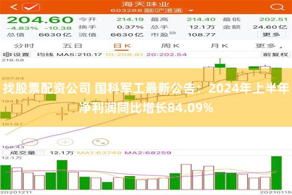 找股票配资公司 国科军工最新公告：2024年上半年净利润同比增长84.09%